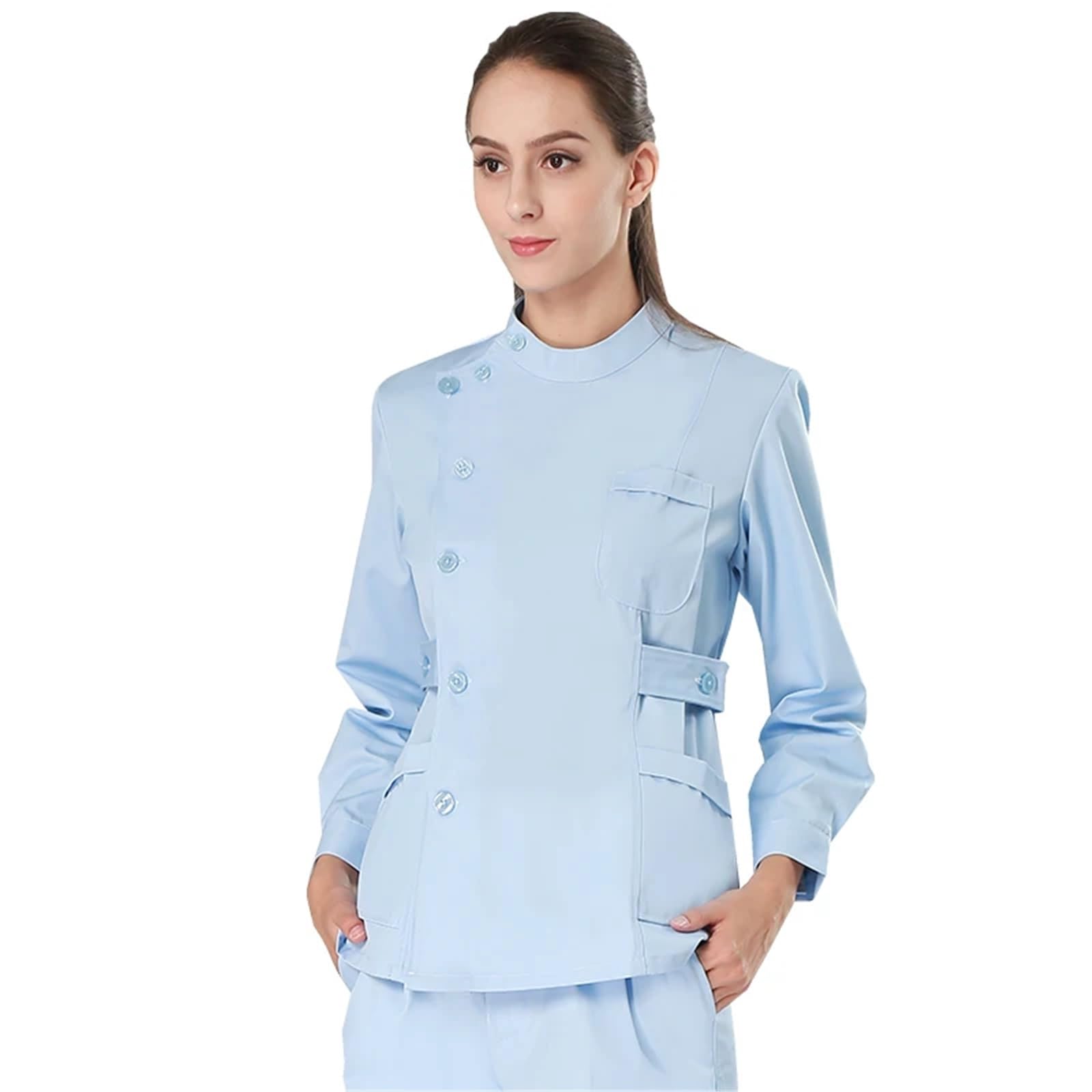 AHUFGN Nurse Scrubs Women Traditonal Nurse Scrubs Set Medical Uniforms Women Men Dental Workwear Clothes Poplin Surgeon Medic Scrub Suit