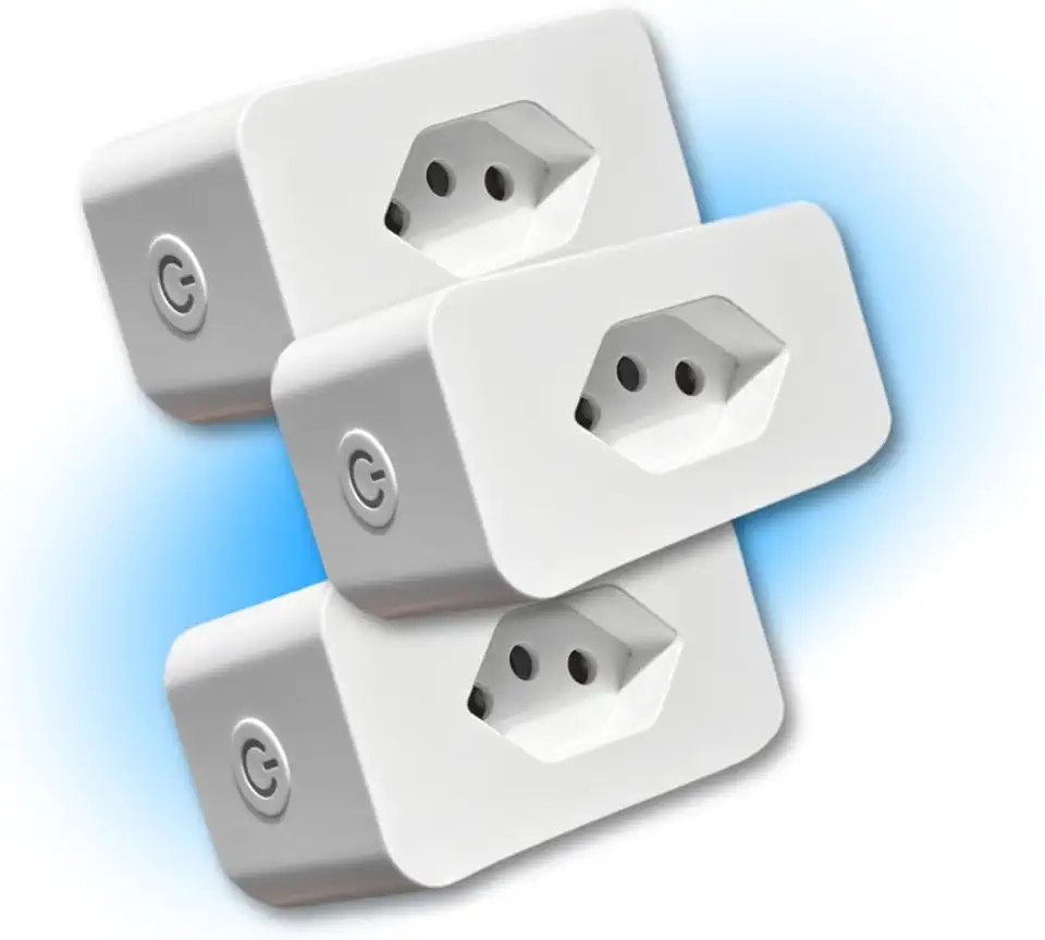 Kit 3 Tomadas Inteligentes WiFi 16A Compatível Alexa e Google Home – Controle pelo Celular, Timer, Automação Residencial, Bivolt