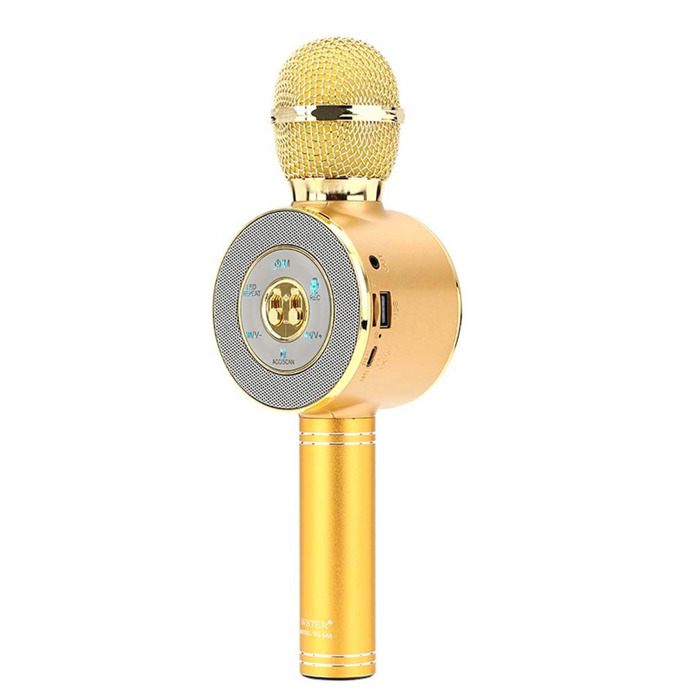 Microphone pour les enfants karaoke micro bluetooth portable sans fil couleur d'or