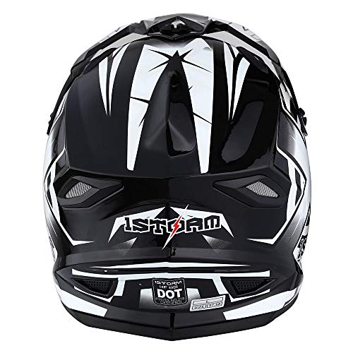 1Storm Adult Motocross Helmet BMX MX ATV Dirt Bike Four Wheeler Quad Motorcycle Full Face Helmet Racing Style: HF801 Sonic White - Thumbnail 4