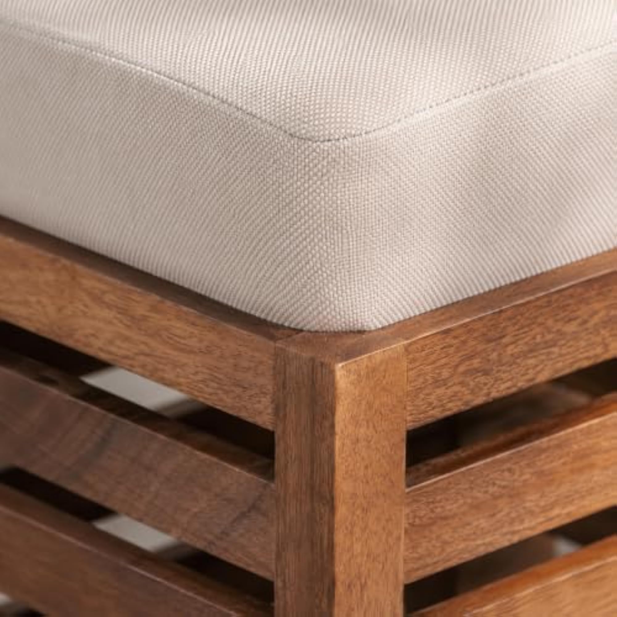 Multipurpose Wooden Puffy with Footrest and Stool