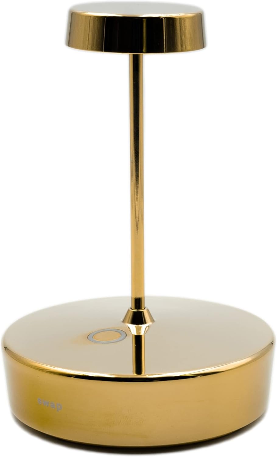 Zafferano, Swap Mini Lamp with Shiny Golden Finish, Rechargeable and Wireless Table Lamp with Touch Control, Suitable for Indoor Use, Dimmer, 2700K, Height 14.8 cm
