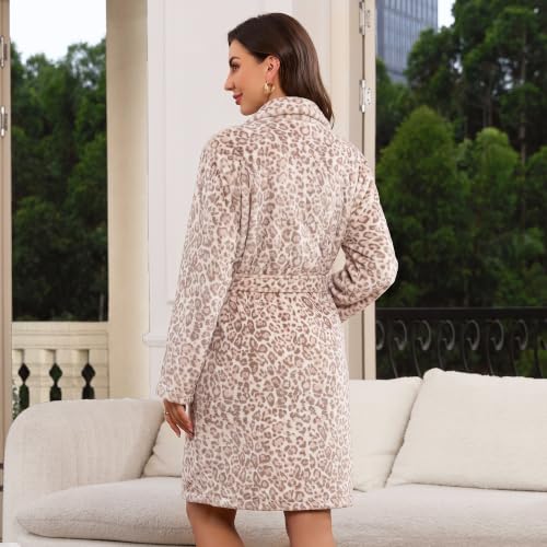 Image of U2SKIIN Women Fleece Robe, Short Cozy Plush Robes for Womens Soft Shawl Collar Warm Spa Bathrobe