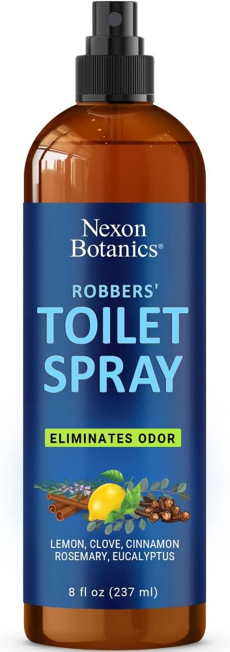 Robbers' Toilet Spray 8 fl oz - Bathroom Air Freshener Spray for Home, Travel - Poop Spray for Toilet - Odor Eliminator Sprayer - Gag Gift - Nexon Botanics