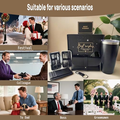 Men's Gifts Box Set - Best Wishes Grooming & Daily Essentials Kit and Insulated Tumbler, Leather Wallet, Manicure Set, Keychain , Perfect for Birthdays, Holiday Gifts,Anniversaries, Father's Day - Image 6