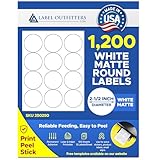 1,200 Label Outfitters Round, White, 2-1/2
