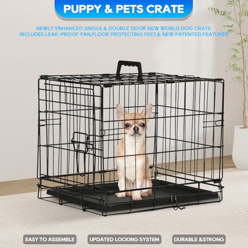 FDW-Dog-Crate-Folding-Metal-Wire-Pet-Cage-Double-Door-WDivider-Panel-Indoor-Outdoor-Kennel-Leak-Proof-Plastic-Tray