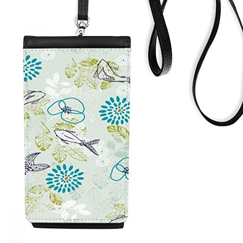 Porte-monnaie cadeau motif poisson fleur et pochette téléphone suspendue bleue