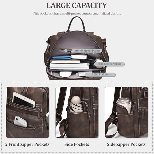 Image of Backpack Purse for Women Pu Leather Travel Backpack Fashion Designer Shoulder Bag Ladies Convertible Handbags (Light Coffee)