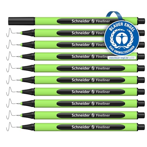 Schneider Line-Up Fineliner (Strichstärke 0,4 mm, aus biobasiertem Kunststoff, ausgezeichnet mit Der blaue Engel) 10 Stück, sapphire-black