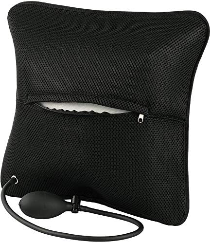 Miniatura 3 de Cojín inflable con soporte lumbar, almohada portátil con bomba para automóvil, silla de oficina, hogar, viajes, camping (negro)