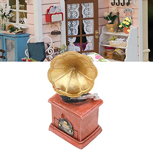 Conjunto de instrumentos musicais para casa de bonecas em miniatura OKJHFD, mini fonógrafo para casa