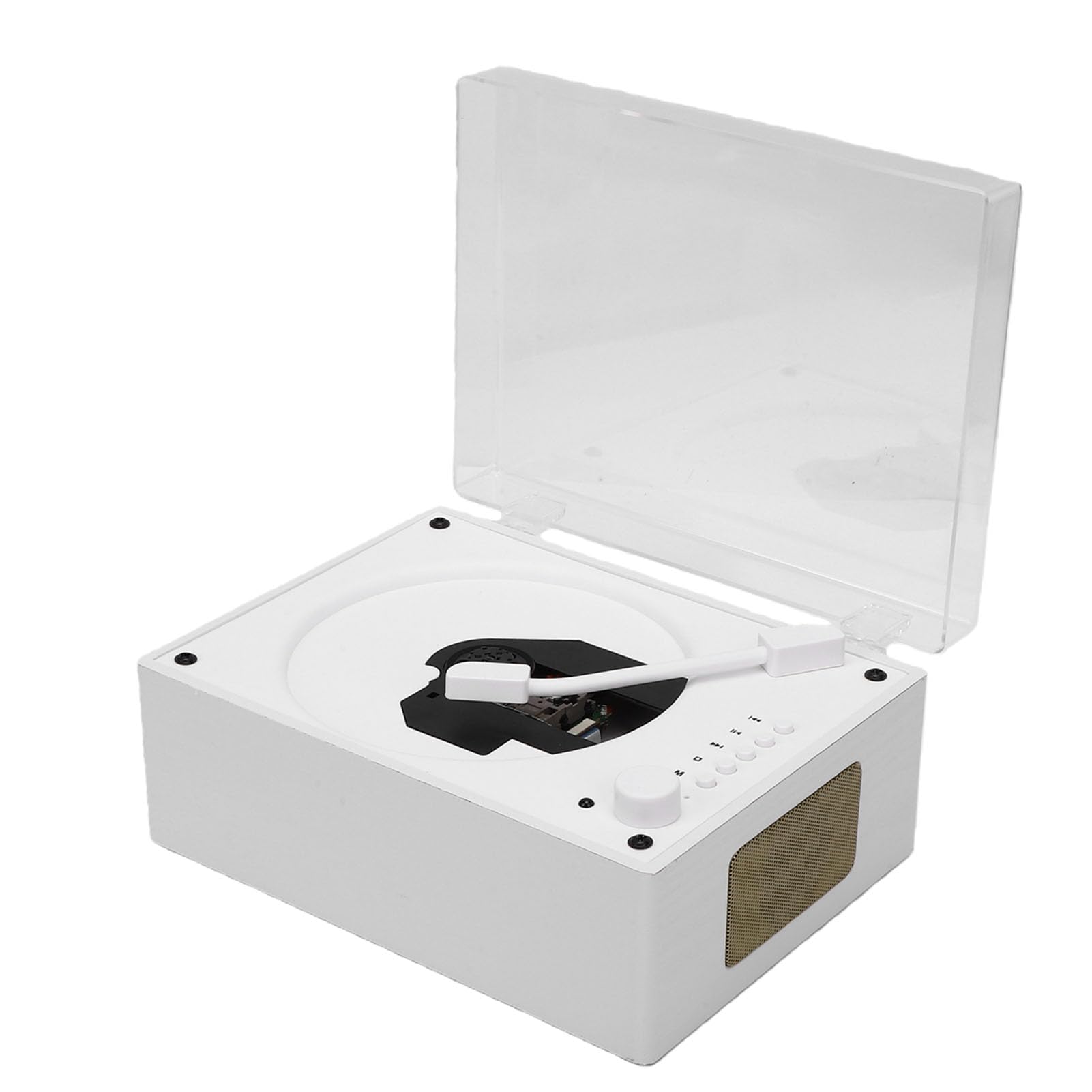 Lettore musicale CD portatile senza fili in design retrò per un'atmosfera nostalgica in bianco