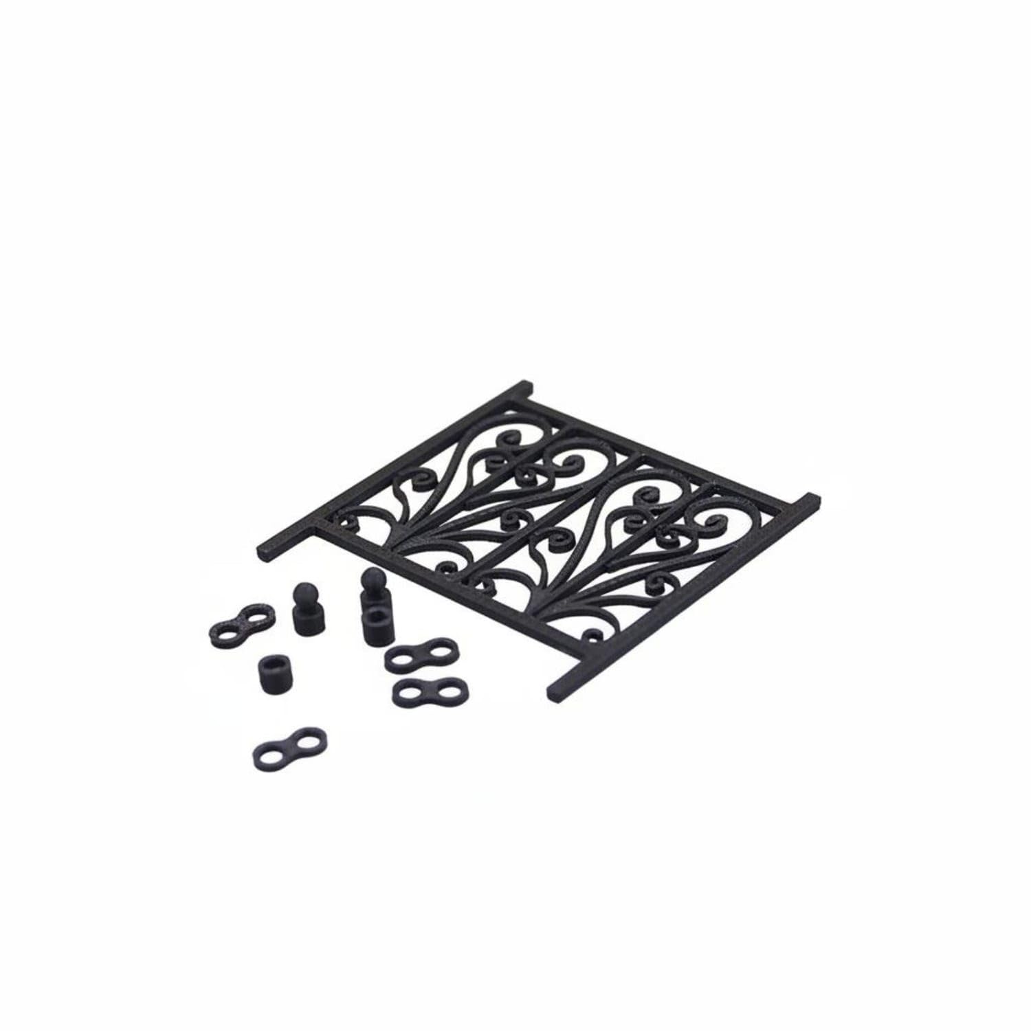 Miniature Iron Fence Architectural Scale Fence Model Decorative Ornamental Railing Model for Sand Table, Black-image-43
