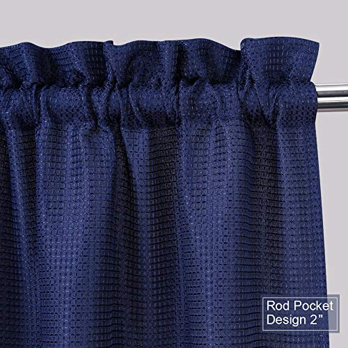 Nanan Curtain Valance,Waffle Woven Textured Valance For Bathroom Waterproof Window Covering - 60" X 15", Navy Blue, One Panel #TOP3