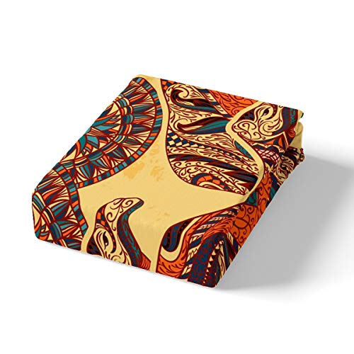 Erosebridal Camel Duvet Cover Bohemian Camel Comforter Cover Oriental Ornaments Bedding Set Egypt Colorful Floral Vintage Grunge Quilt Cover For Bedroom Decor 2Pcs Bedclothes Twin Size #TOP1