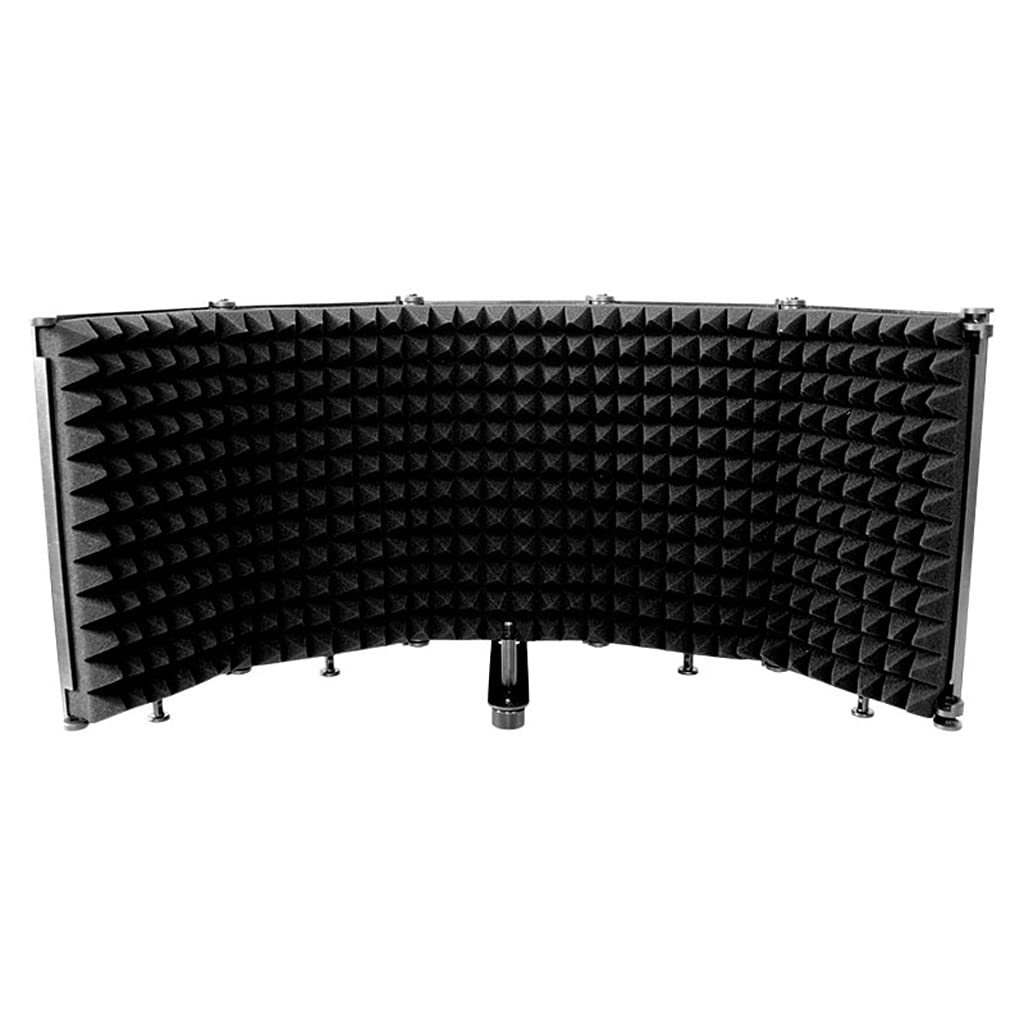 Protector de aislamiento de micrófono ajustable de 5 paneles, reflector de espuma absorbente de sonido para cualquier grabación de micrófono de condensador