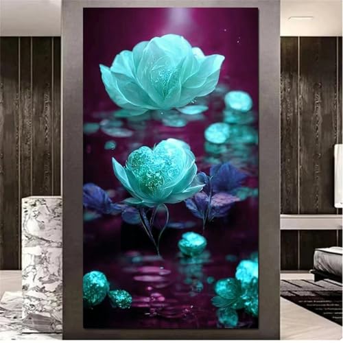 ShangShengzi Peinture Diamant Adulte XXL Paysage Fleuri, Diamond Painting Adulte Grand Format, DIY 5D Diamond Painting pour Débutants Croix Broderie Cristal Painting Kit, Round Drill 30x75 cm