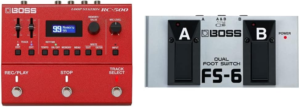Boss RC-500 Loop Station Compact Phrase Recorder Pedal and Boss FS-6 Dual Foot Switch