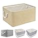 Mangata Caja de Almacenamiento de Lona Engrosada Plegable con Asas para Armario/Estante 丨 Cesta de Almacenamiento Plegable para Juguetes de Perro (Medium, Beige)