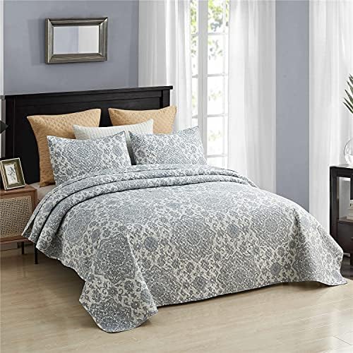 JML Quilt Set Queen Size (88" x92"), 3 Piece Queen Size Quilt Sets with 2 Pillow Shams - Soft and Lightweight, Boho Reversible Queen Quilt Bedding Bedspread Coverlet Set, Mandala