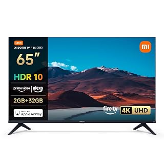 Xiaomi TV F 65, 65 Zoll (165 cm), 4K UHD, Smart TV, Fire OS8, Triple Tuner DVB-C/S/S2/T/T2,HDR10, MEMC, 60Hz mit 120Hz Game Boost Mode,Sprachsteuerung mit Alexa,2GB+32GB, Kompatibel mit Apple AirPlay - Amazon product rated Grade A