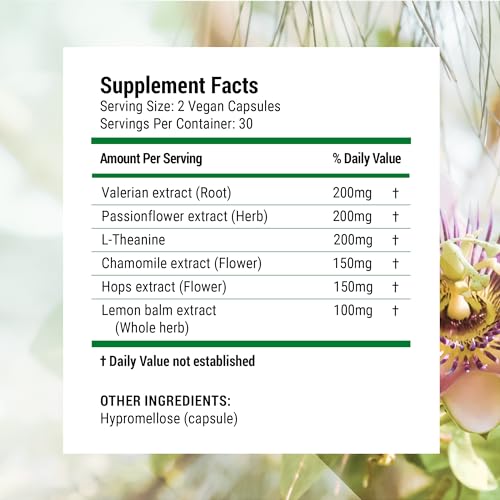 Nested Naturals Luna Sleep Supplement, Melatonin Free, Non-Habit Forming Herbal Sleep Supplement, Adult Bedtime Support, Help Sleeping w/Chamomile, Valerian, L-Theanine, 60 Vegan Capsules - Image 7