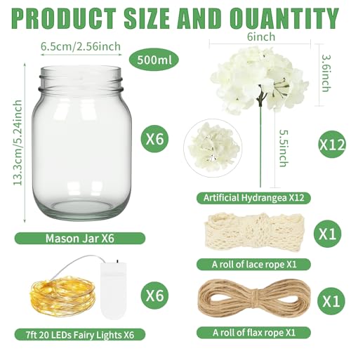 50% OFF Juego de 6 centros de mesa con hortensias artificiales - Image 3