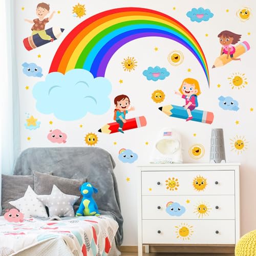 Vinilos decorativos infantiles arcoíris sol y nubes 12 piezas miniatura 5