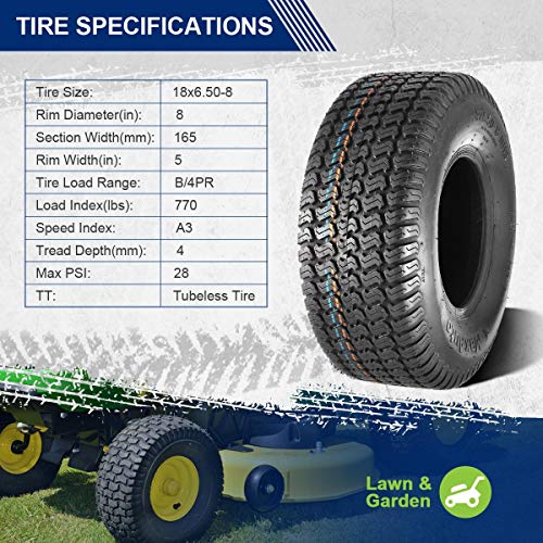 Maxauto 18X6.50-8 18X6.5X8 Turf Saver Lawn Mower Tire 4Pr, Set Of 2 #TOP2