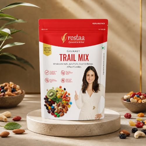 Image of Rostaa Gourmet Trail Mix 340gms | Colourful, Nutritious and Naturally Energising | A delightful blend of candied fruits and premium nuts