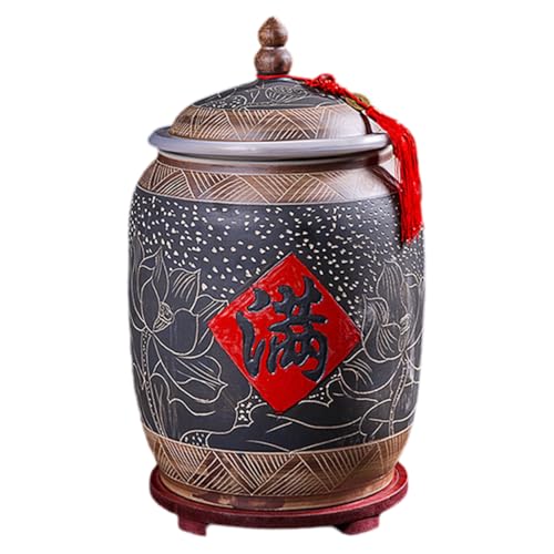Eleeonora Recipiente CeráMico para Arroz,Tarro De CeráMica para Arroz con,Cubo De Arroz De Porcelana con,Gran Capacidad,Sellado Fuerte,Resistente Al Desgaste,Puede Almacenar JudíAs Verdes
