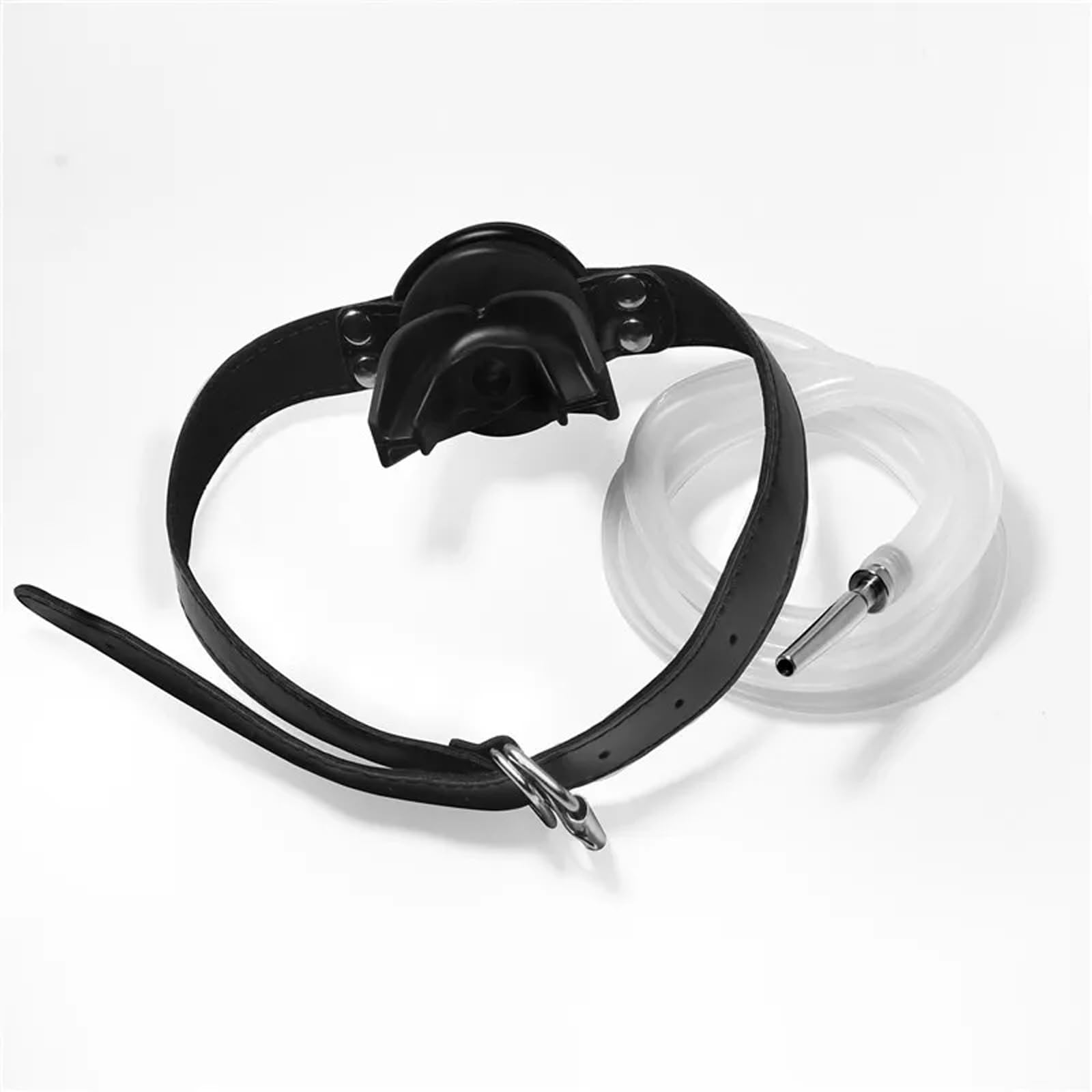 SM Bocca Plug Gag Maschera in Pelle con Dilatatore Pene Plug Piss Imbuto Bondage Sesso Orale Bocca Gag BDSM Giocattoli Erotici Sessuali for Donne Uomini Coppie(Schwarz)