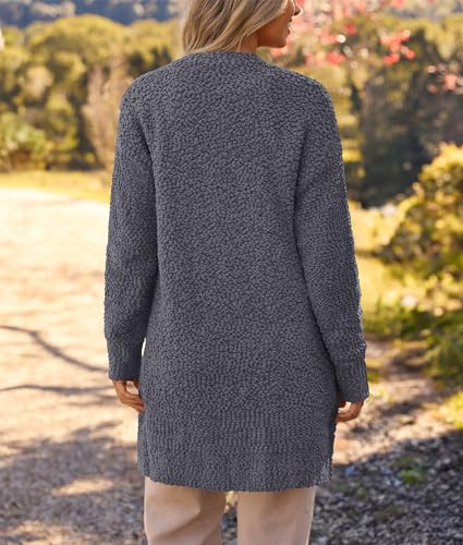 Image of MEROKEETY Women's Long Sleeve Soft Chunky Knit Sweater Open Front Cardigans Outwear Coat