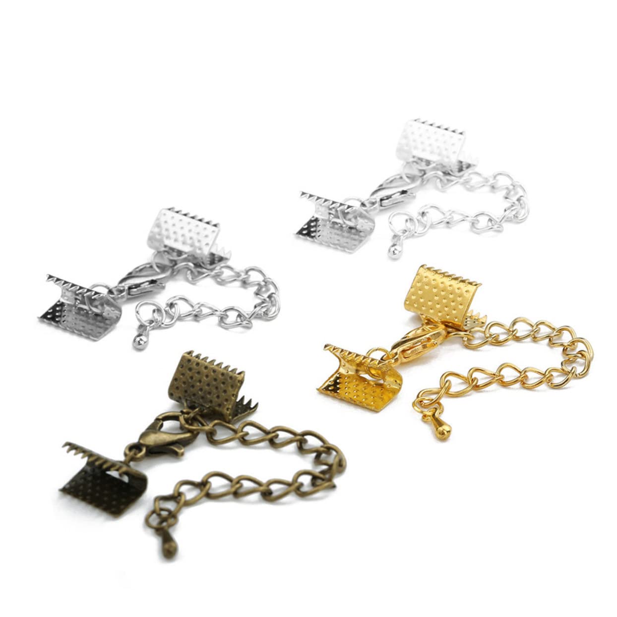 PHENOFICE Jewelry Making Clasp 10pcs Plated Ribbon Ends Flat Nose Pliers for DIY Charm Buckle