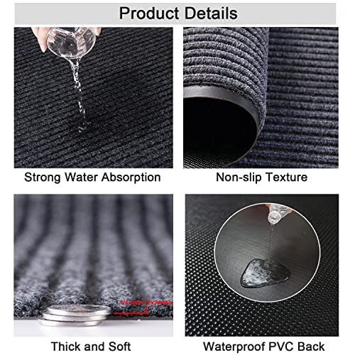 Myoyay Commercial Floor Mat 3X10Ft Double Stripes Carpet Pvc Non-Slip Hotel Staircase Office Corridor Carpet Grey Mat Runner Rug #TOP3