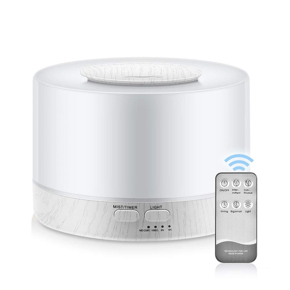 Diffusore di aromi, 700 ml, umidificatore ad ultrasuoni, telecomando, nebulizzatore, umidificatore elettrico, lampada profumata con 7 colori che cambiano, tipo A con spina europea