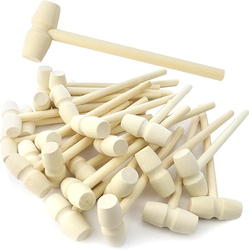 25 piezas de mini martillo de madera maciza de cangrejo de langosta mazo, mini mazos de cangrejo de madera, mazo de madera pequeña, martillo de