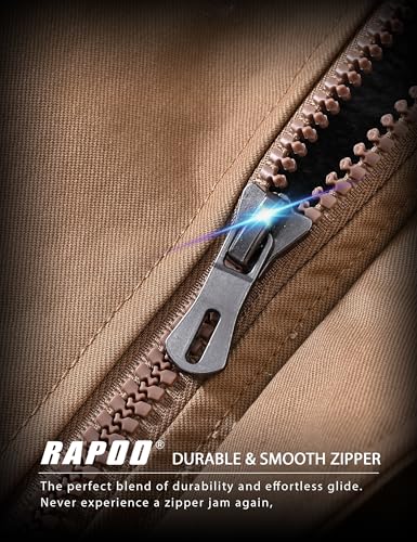 Image of Rapoo Men's Winter Jacket Cotton Work Military Jackets Fleece Lined Thick Warm Cargo Coats with Hooded
