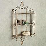 Olivia Wong's Touch of Class Sarbazio Wall Shelf - Handcrafted Metal - Antique Gold - Decorative Storage - Mounted Rack Organizer for Bedroom, Living Room, Bathroom, En Suite, Hallway, Entryway