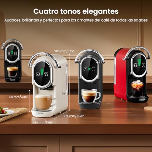 Miniatura 10 de Magician1 Mini 5en1 Cafetera Cápsulas Para Nespresso Original, Dolce Gusto, Lavazza A Modo Mio, Ese 44 Y Café Molido, 20 Bares, 1450w, Pantalla Led, Máquina De Café Expreso Caliente O Frío
