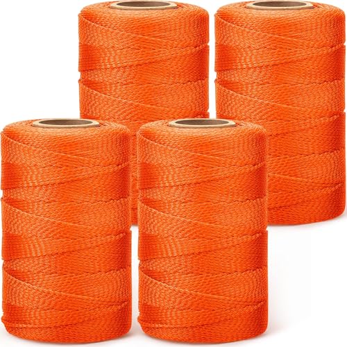 Amylove 4 Rolls Mason String Line #18, Fluorescent Orange, 500 ft