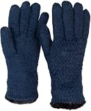 styleBREAKER Damen warme Winter Handschuhe mit Reiskorn Muster und Fleece, Thermo Strickhandschuhe, Fingerhandschuhe 09010040, Farbe:Dunkelblau