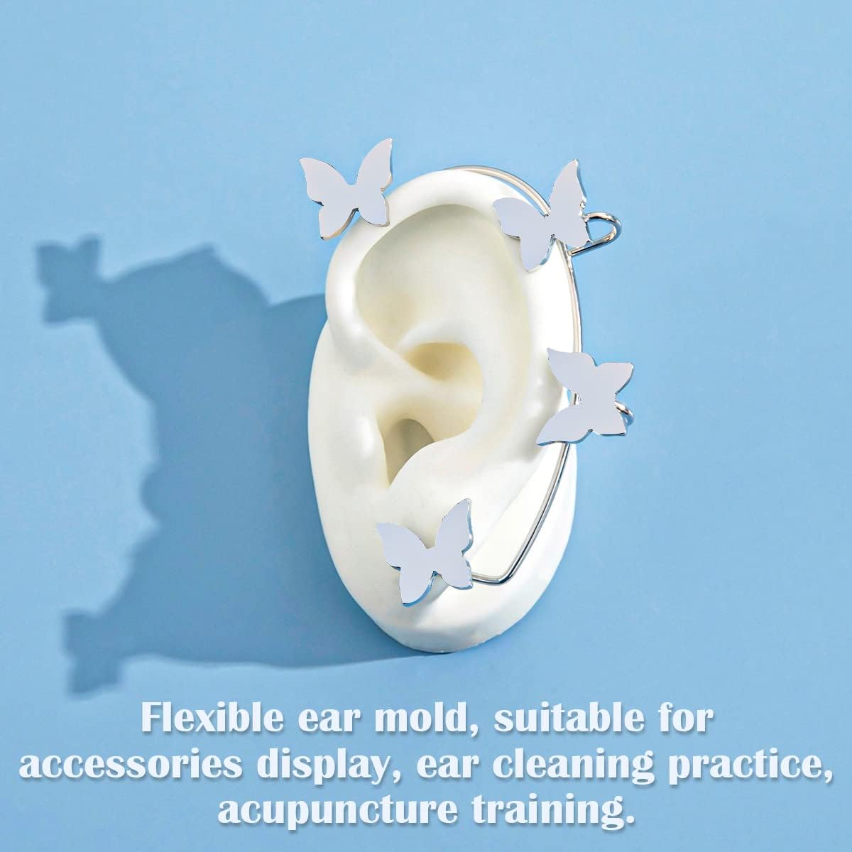 Silicone Ear Model Soft Fake Ear Acupuncture Practice Model Realistic Silicone Ear Mold for Jewelry Display Teaching Instruction (Medium)