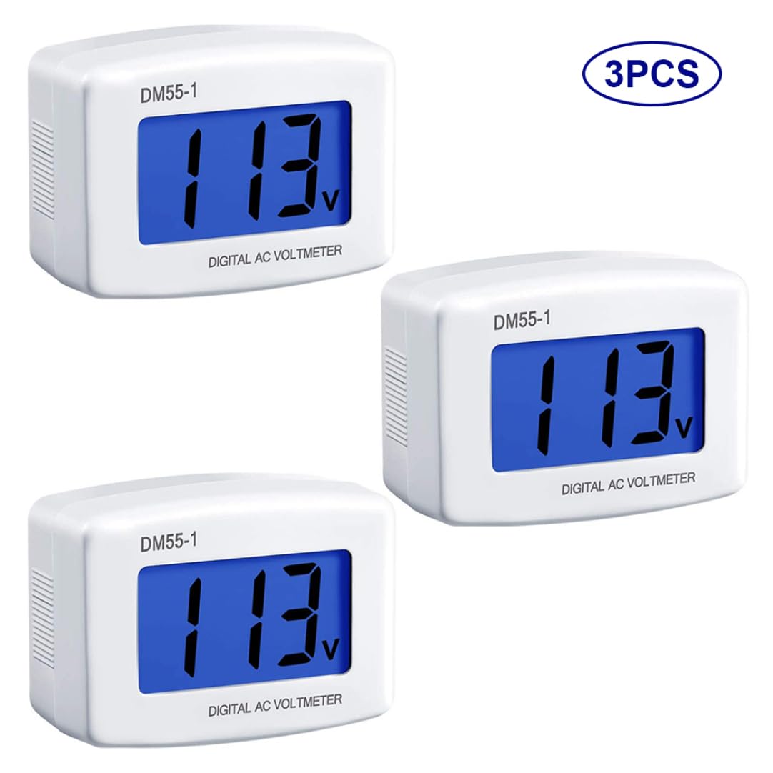 Digital Voltmeter Voltage Tester Gauge Meter Measuring Panel DM55-1 AC 80-300V LCD Display for Home Office 3PCS Voltage Gauge