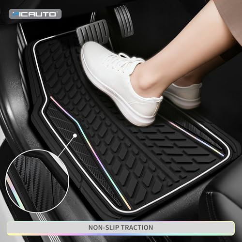 PIC AUTO Car Floor Mats, Black Aluminum-Molded with Full-Circle Iridescent Inlay Strip Car Mats, Universal-Fit Rubber Mats for Cars, Trucks & SUVs, All-Weather, Non-Slip, Easy-to-Clean Interior Mats by PIC AUTO - Used condition - Image 5
