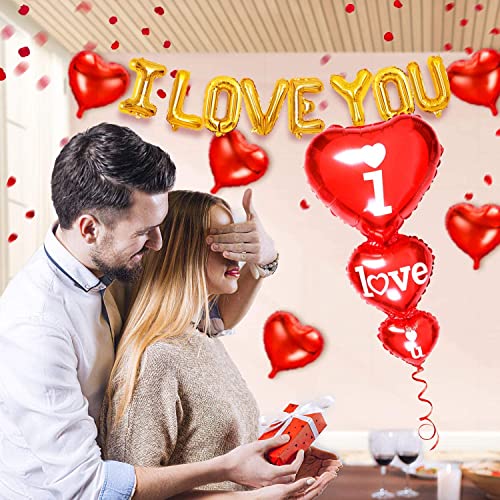 I Love You Balloons And Heart Balloons Kit Wedding Decoration Love-Bear Red Heart Balloons, Teddy Bear Balloons For Valentine Day Party Decorations Supplies For Anniversary #TOP3