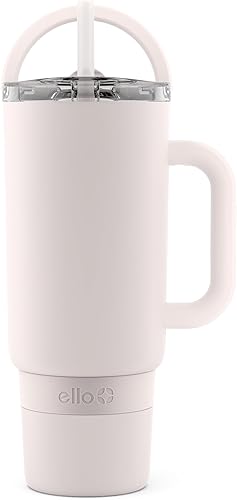 Ello Port - Vaso de 40 onzas con asa de transporte y asa integrada, botella de agua reutilizable de acero inoxidable aislada al vacío, taza de viaje