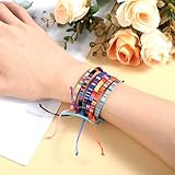 Larrel 12Pcs Woven Bracelet, Handmade Surfer Bracelets Adjustable Braided String Friendship Bracelet Boho Bracelets Anklets for Men Women (Multicolor) - Image 6