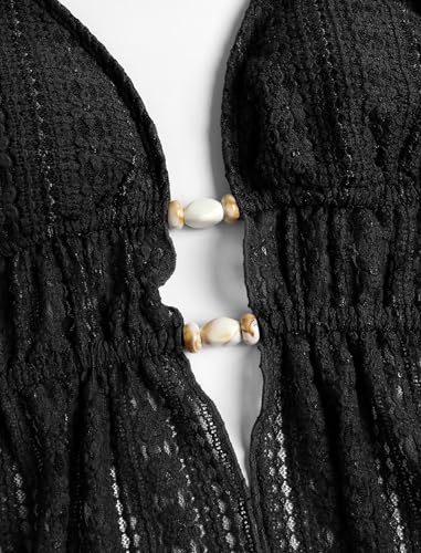 Image of ZAFUL Halter Swimsuits for Women Textured Backless 2 Piece Bathing Suits Cheeky High Cut String Tie Side Bikini Sets